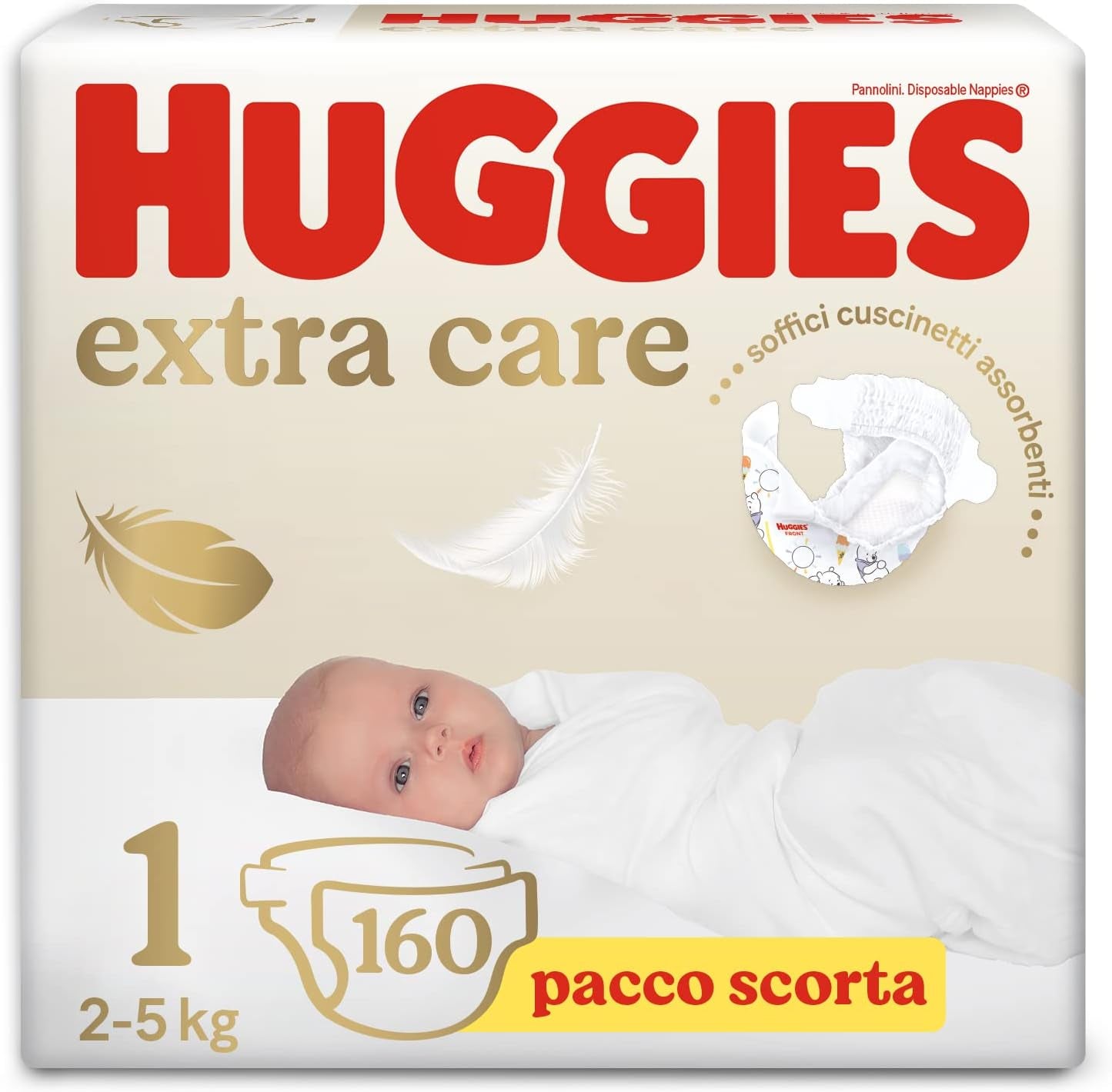 Huggies Extra Care Babybleer Størrelse 1 (2-5 kg) Superabsorberende Disney Design Bulk Pakke 160