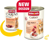 animonda Carny Katzen Nassfutter Kitten Chicken + Pute (12 x 400g), Kitten getreidefreies Katzennassfutter ohne Zucker für wachsende Kätzchen bis 1 Jahr, mit frischen Ingrediens