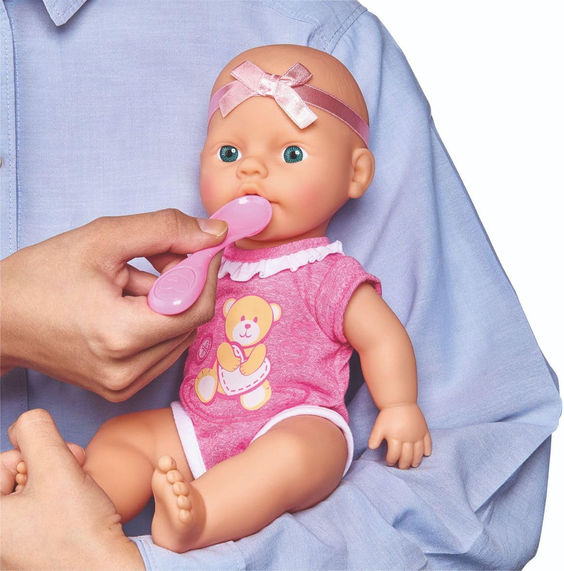 Simba 105030069 - New Born Baby Doll, vinyldukke med drikke- og fodringsfunktion, med fødselsattest og tilbehør, 4 stk, 30 cm, dukke, fra 3 år Naty Shop Dolls