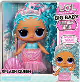 L.O.L. Overraskelse! Big Baby Hair Hair Hair – SPLASH QUEEN – 27,94 cm stor Puppe med 14 Überraschungen, Tilbehør til Teilen und echten Haaren – Für Kinder und Sammler ab 4 Jahren