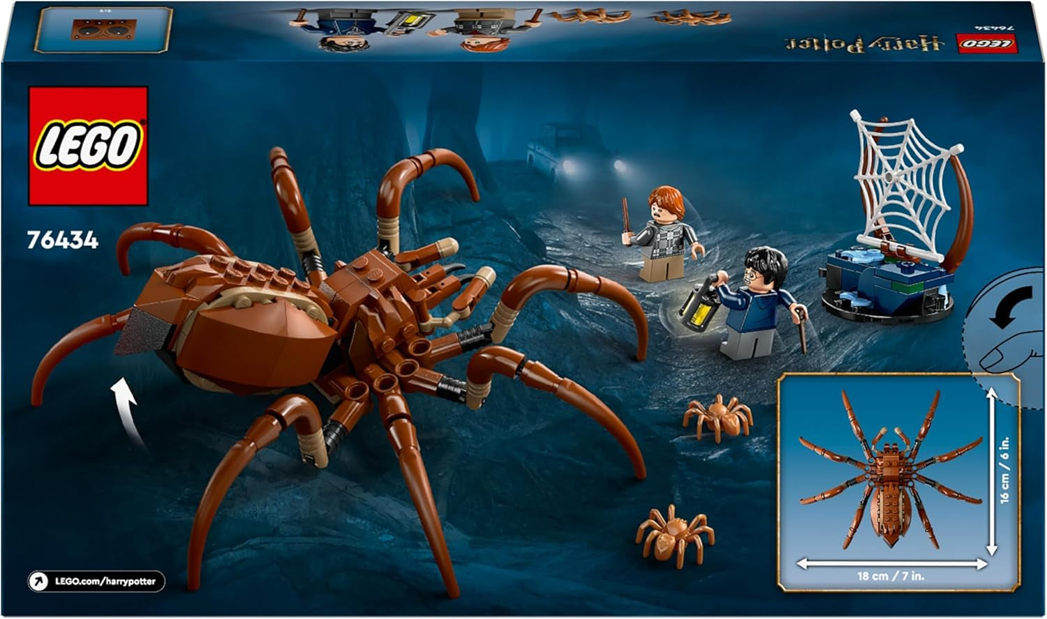 LEGO Harry Potter Aragog i den forbudte skov, Spider Fantasy Legesæt, Mytisk væsen, 2 minifigurer, Magisk gave til drenge, piger og fans i alderen 7+ 76434 Byggesæt Besuche den LEGO-Store