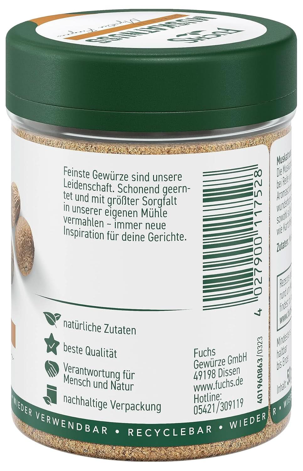 Fuchs Muskatnød, 50 gram Krydderier Naty Shop