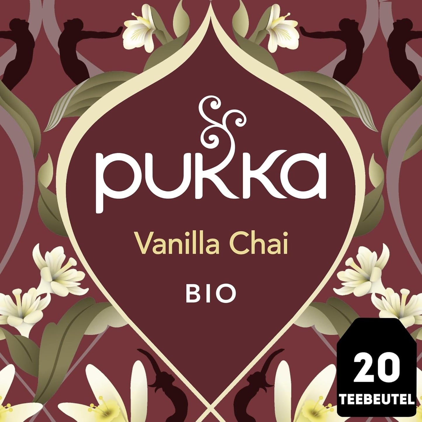 Pukka | Blanding af økologiske teer "Vanilla Chai" | Kanel, ingefær og vanilje | Te til en godbid med naturlig sødme | Pakke med 1 | 20 teposer