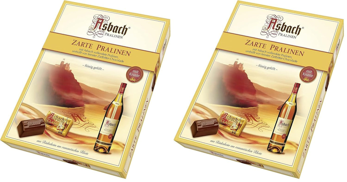 RCP Asbach delikate praliner på flasker med skorpe - 1 x 310 g - Mørk chokolade med Asbach-fyld
