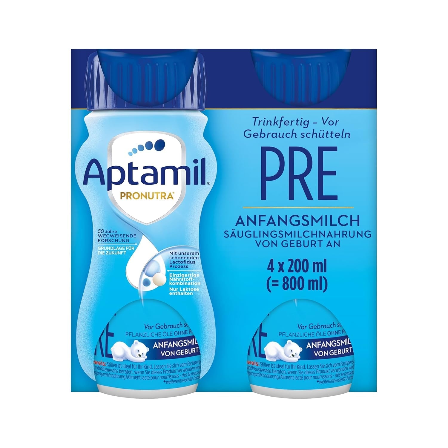 Aptamil Pronutra Pre - Modermælkserstatning fra fødslen - Med vegetabilske olier, uden palmeolie - 6 x 4 x 200 ml (4800 ml)