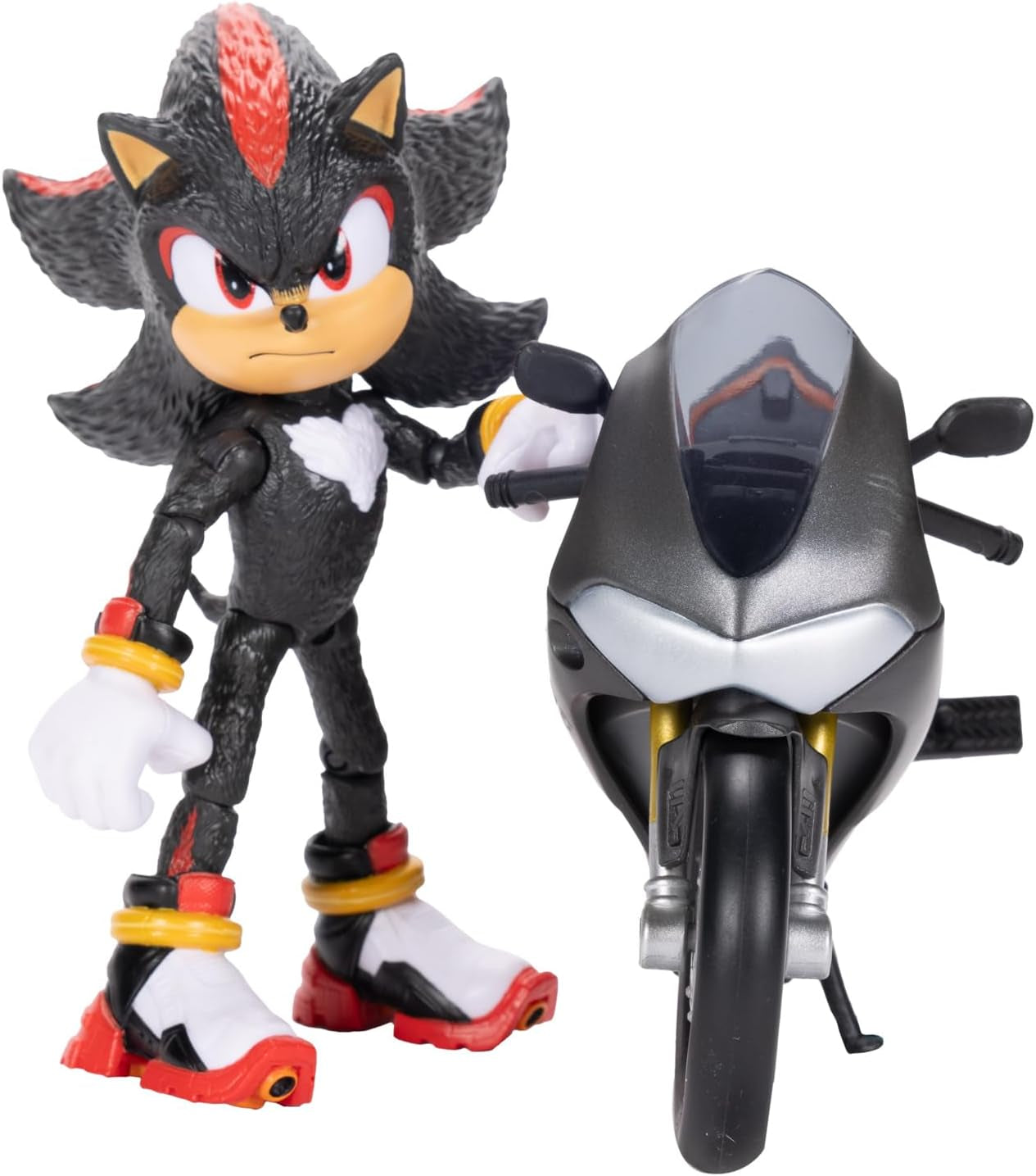 Sonic 3 The Movie Shadow Figure, 15 Cm, Bevægelig, Inklusiv Shadow Mobile fra Jakks Pacific, Akustisk, Sort Actionfigurer Naty Shop