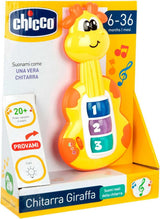 Chicco Giraffe Guitar Baby Rangle Sjovt klaver Babylegetøj 3 tangenter 12 sange Elektronisk musiklegetøj Ideel til 6 måneder Baby Gul babylegetøj Naty Shop