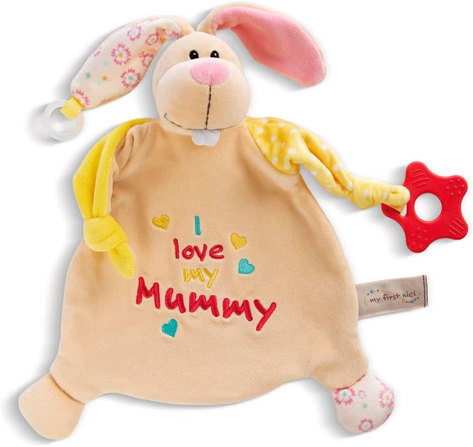 NICI bunny plyslegetøj med bidering og sut 25x25cm