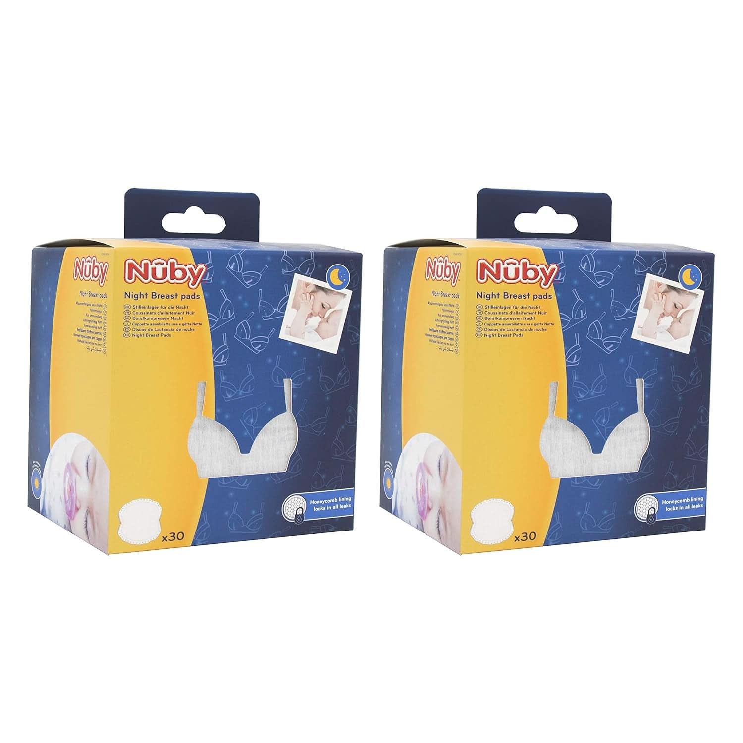 Nuby - 2 pakker ultrafine ammeindlæg til natten - 2 X 30 stk. Tilbehør Mad og Amning Bebe Naty Shop