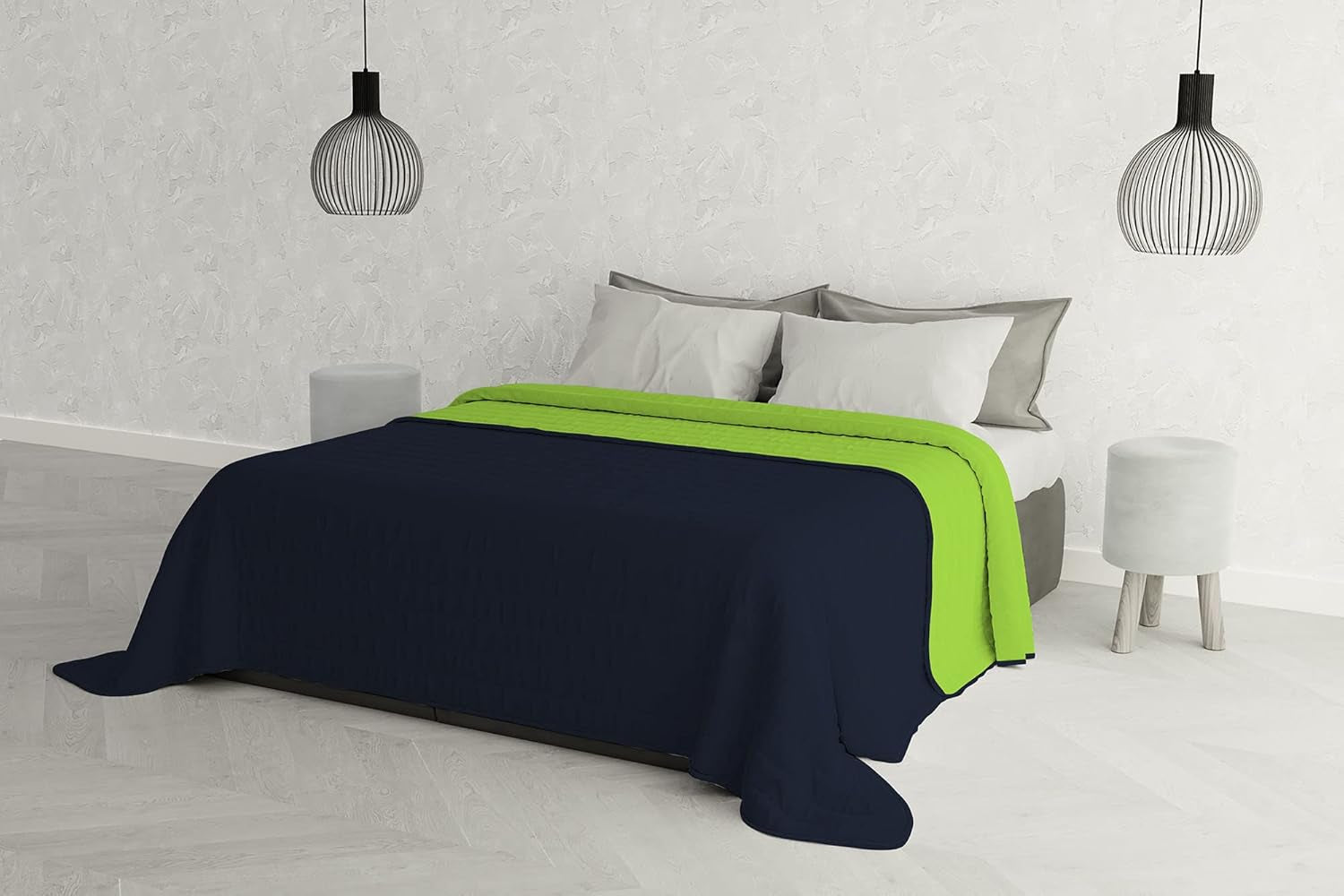 Elegant quilt til en dobbeltseng 260 X 270 Cm Mørkeblå/Mandgrøn Senge og tæpper Besuche den Italiensk Sengetøj-Store Mørkeblå/Mandgrøn