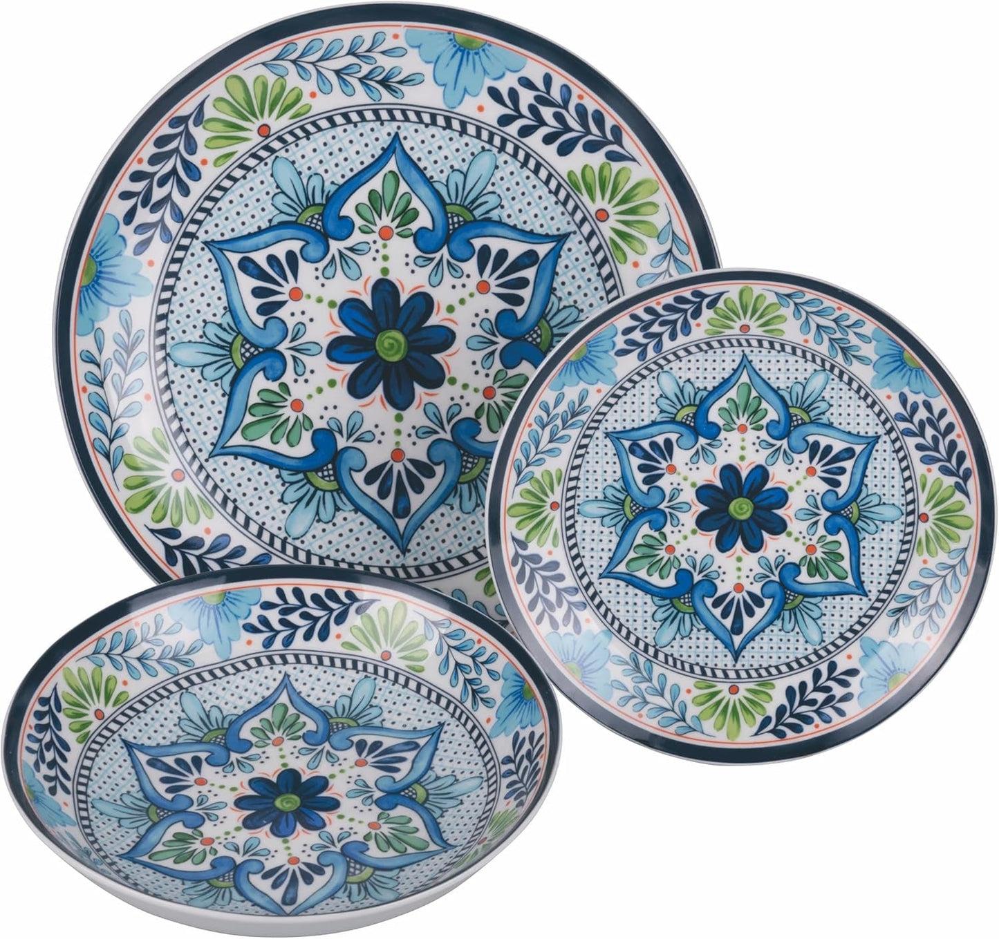 Porcelænsservice med 18 stykker, 6 forskellige sæt tallerkener, Andalusia