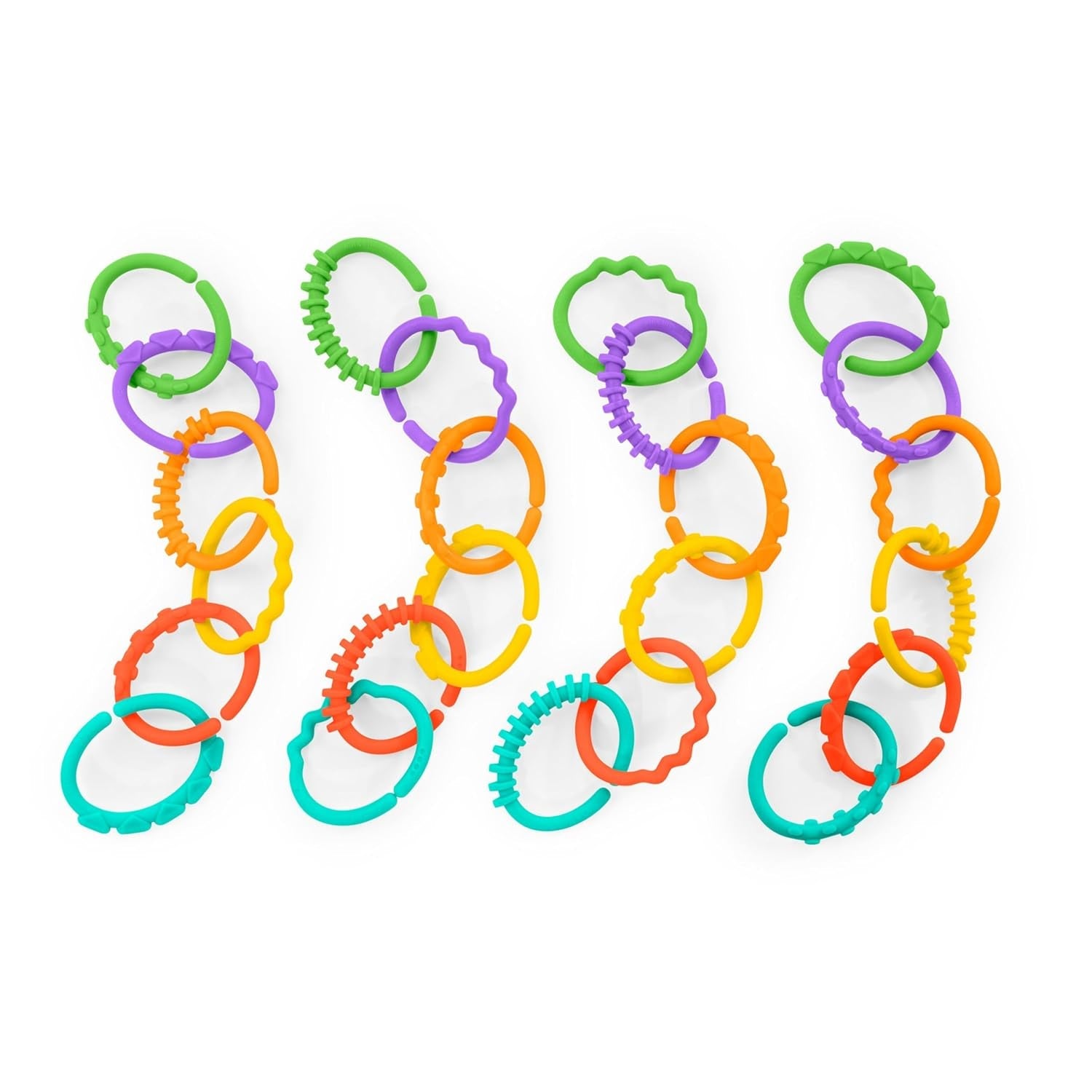 Bright Starts, Oball, Stroller Chain Connecting Links, Masser af Links, Foldbar, Let at fastgøre, Let at rengøre, Perfekt til rejse Bebe Toys Naty Shop