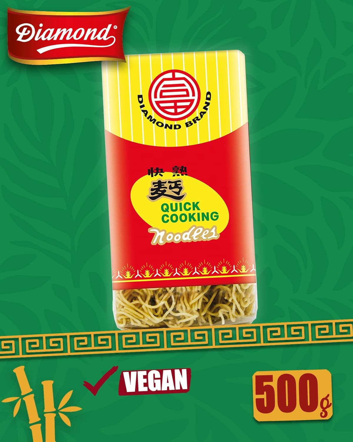 DIAMOND instant ægfri nudler, instant hvedemel wok nudler og tilbehør - 1 x 500 g