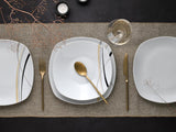 CreaTable 24029 Square City Line Series 6-personers porcelænsservicesæt 12-delt opvaskemaskine og mikroovn Sikker kvalitetsfremstilling