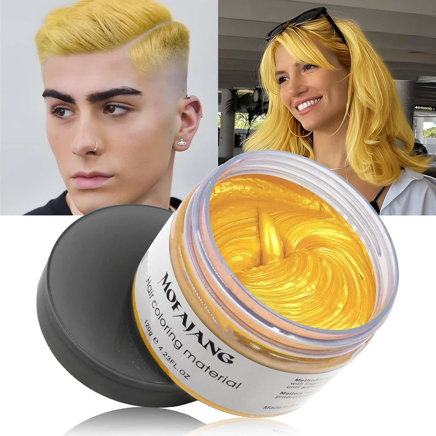 Midlertidig hårfarve, styling af hårfarve til mænd, kvinder, naturlig hårpomade, hårfarvevoks til fest, cosplay og halloween, 4,23 oz (sølvgrå) Naty Shop hårfarve 9 guld