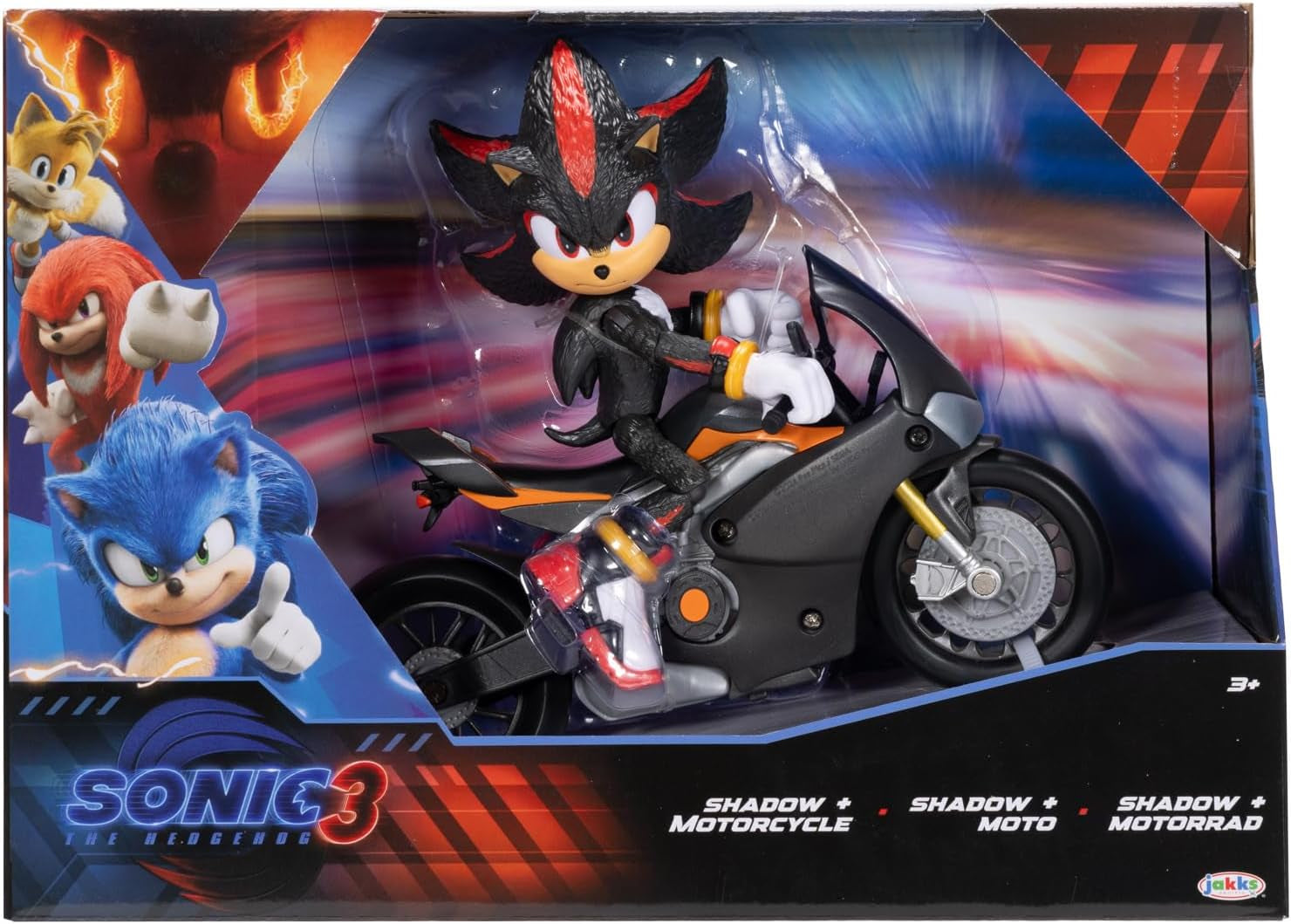 Sonic 3 The Movie Shadow Figure, 15 Cm, Bevægelig, Inklusiv Shadow Mobile fra Jakks Pacific, Akustisk, Sort Actionfigurer Naty Shop