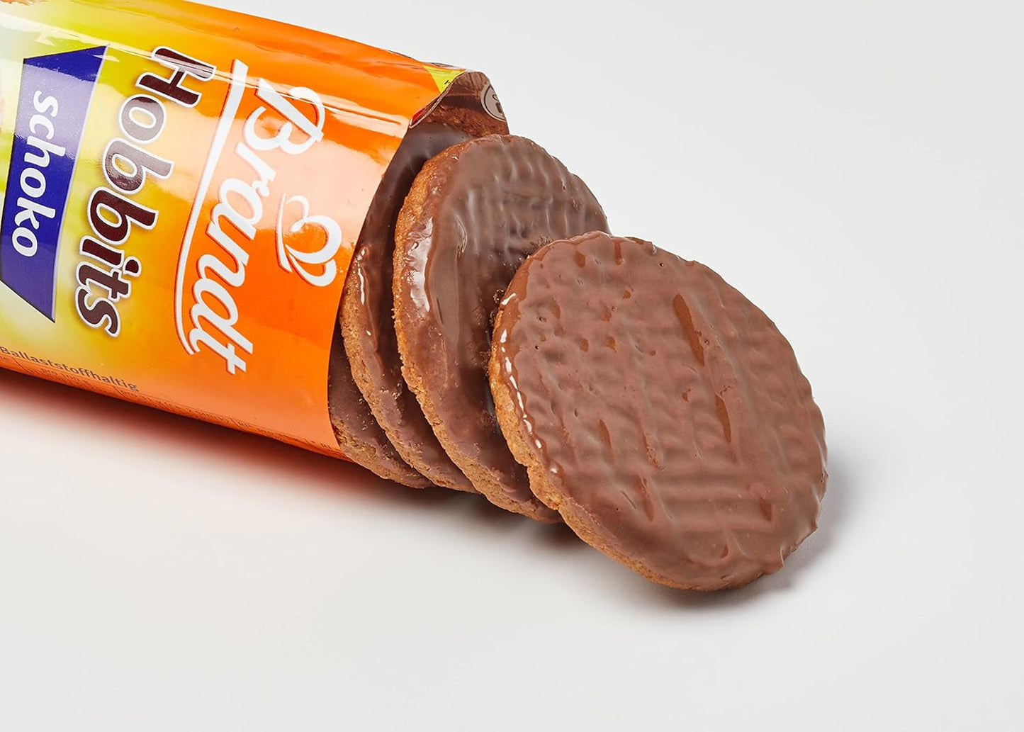 Brandt Hobbits Chokolade 265g Pakke - Sprød Fuldkorns Chokolade Havregrynskiks - Sprød dej til hele familien - i praktisk kikserulle