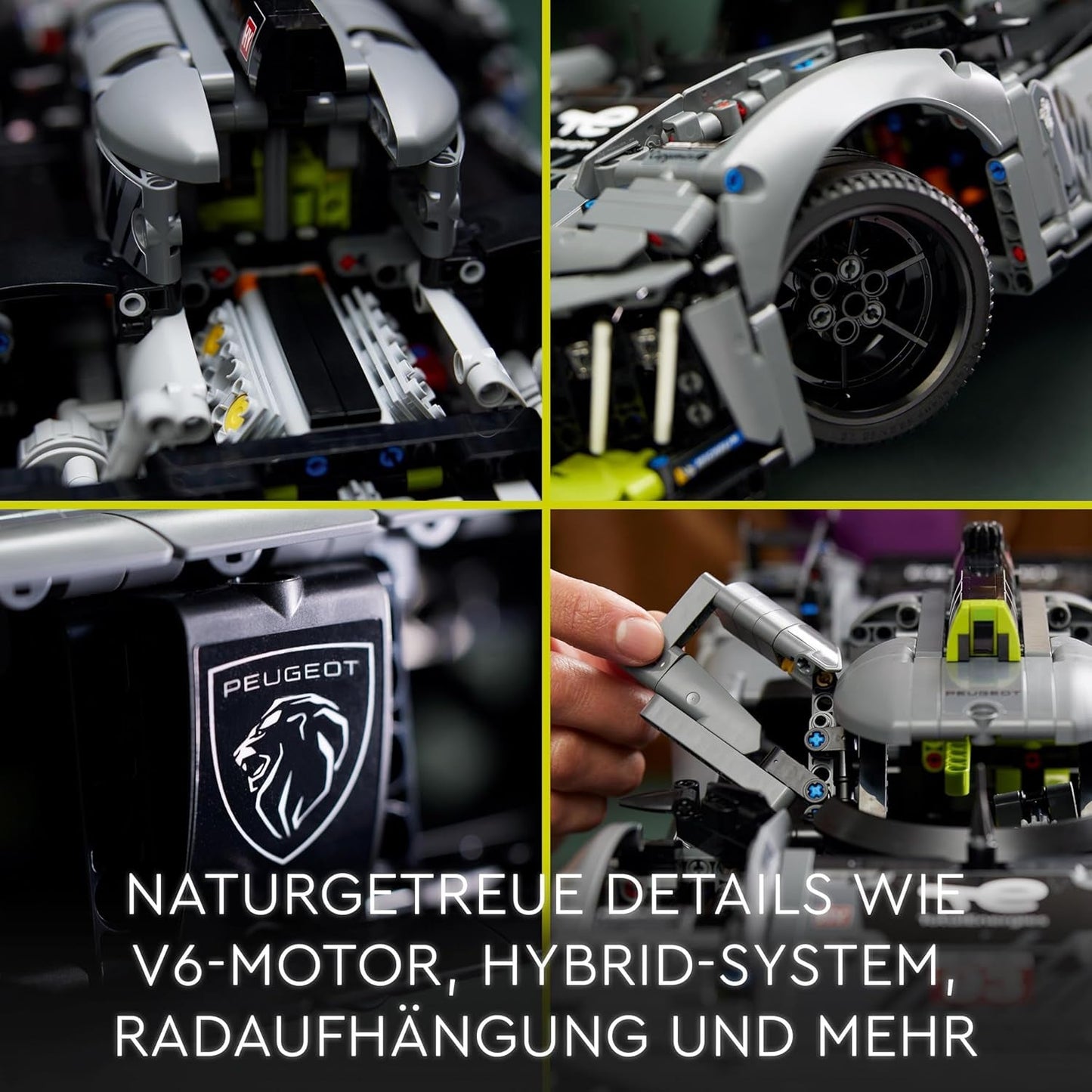 LEGO 42156 Technic Peugeot 9X8 24H Le Mans Hybrid Hypercar Legendarisk racerbil Voksenmodelsæt 1:10 Motorsportsbil Samlerobjekt til avancerede spillere Byggesæt Besuche den LEGO-Store