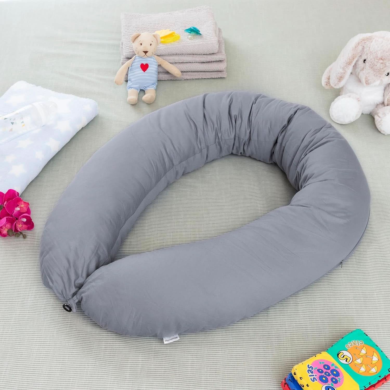 Innovagoods - Multifunktionel ammepude, Ergonomisk design til afslapning af mor og barn, Justerbar til forskellige positioner, Vaskbar, farvet, polybomuldstilbehør Mad og amning Baby Naty Shop