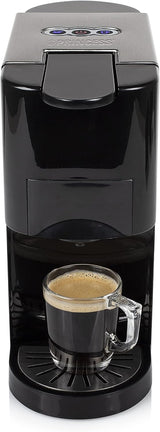 Princess 5 i 1 multikapsel espressomaskine - kompatibel med Nespresso, Dolce Gusto, Lavazza a Modo Mio og ESE puder, 0,8L kapacitet, 1450W, sølv, sort