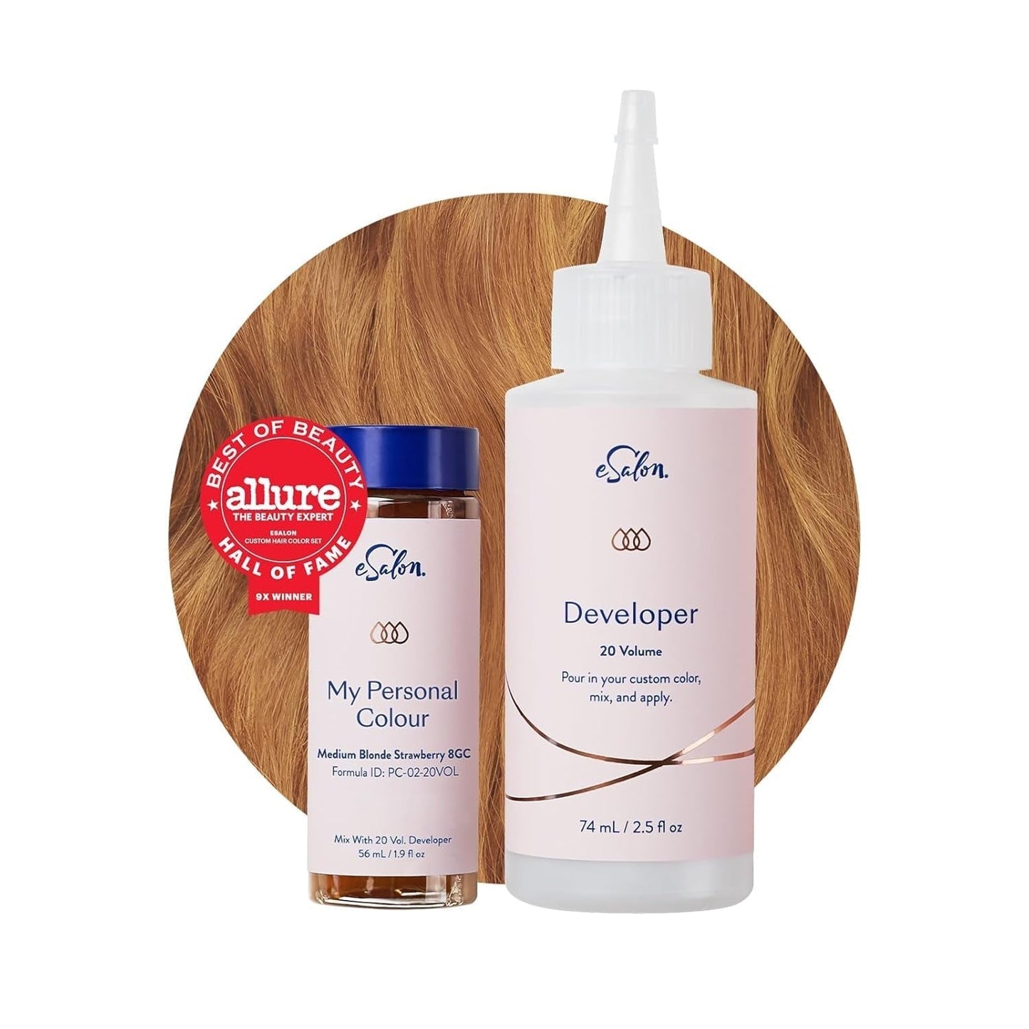 Permanent hårfarvesæt 100 % grå dækning Hjemmefarvning 0 % Ammoniak Hårfarver Multidimensionelle hårfarver Professionelle hårfarver Naty Shop Hårfarve Medium Blond Strawberry 8Gc