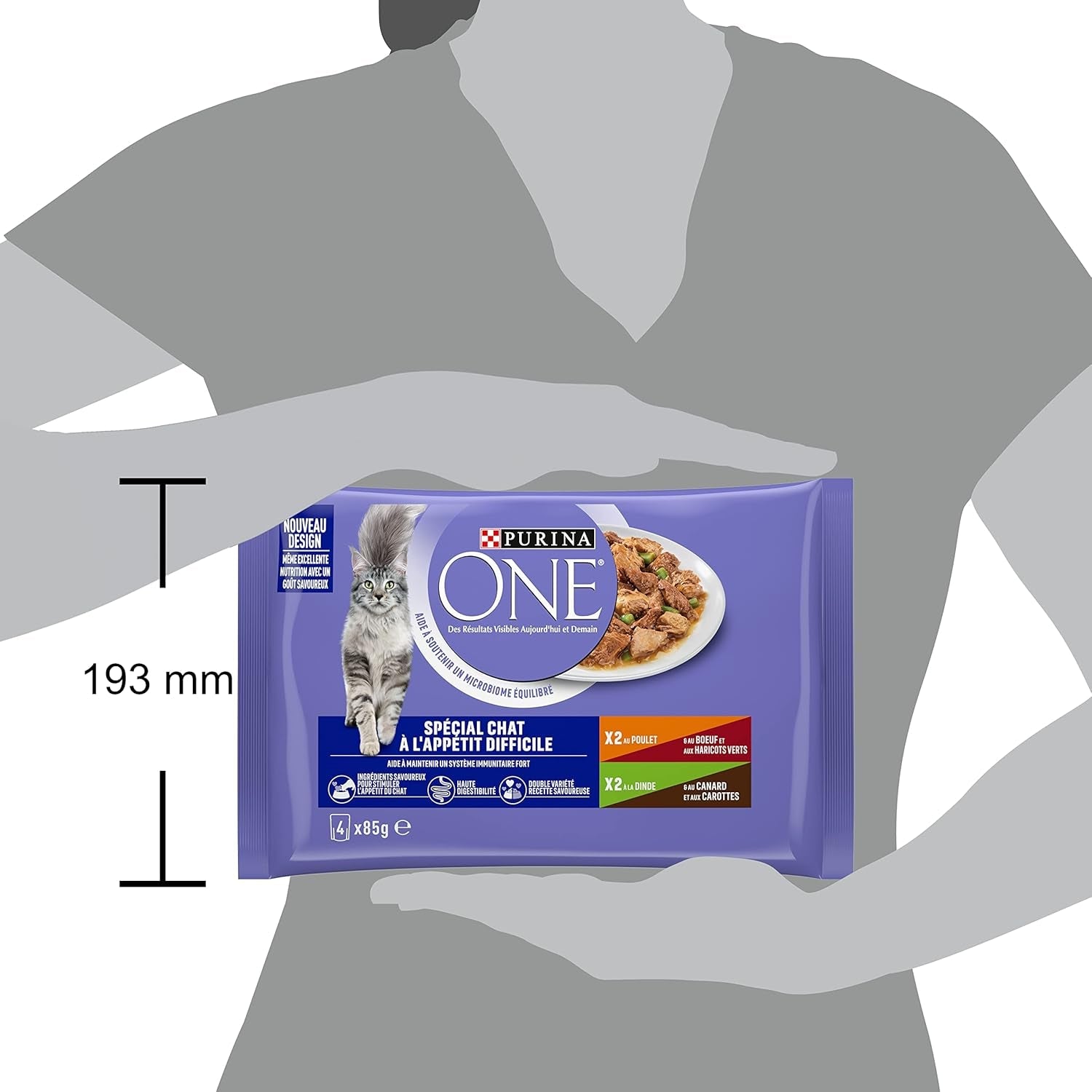 Purina One - Spezialfutter i Sauce Rind/Huhn/Ente und Turkeyhn für Katzen mit Appetit, 340 g