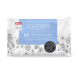 LILLYDOO grønne vådservietter, 600 count (10 x 60), 100 % plastfri rivefast serviet - Parfumefri, skånsom og naturlig, skånsom rensning til følsom hud, dermatologisk testet