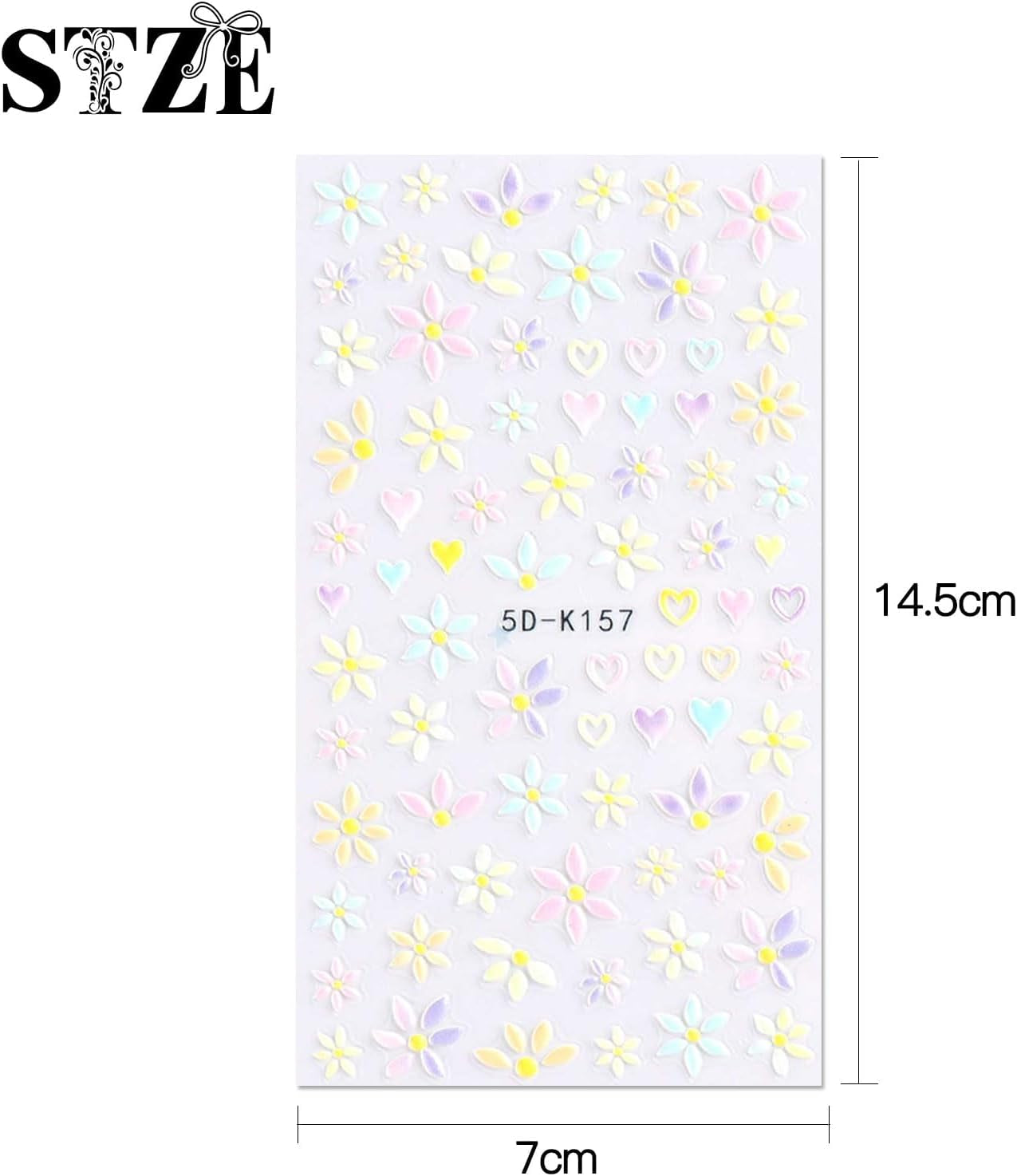 JMEOWIO 3D Nagelsticker Frühling Blumen 5 Blatt Nagelaufkleber 5D Stereoskopisk Selbstklebend Bunte Blüte Nail Art Sticker Dekoration Nageldesign Zubehör