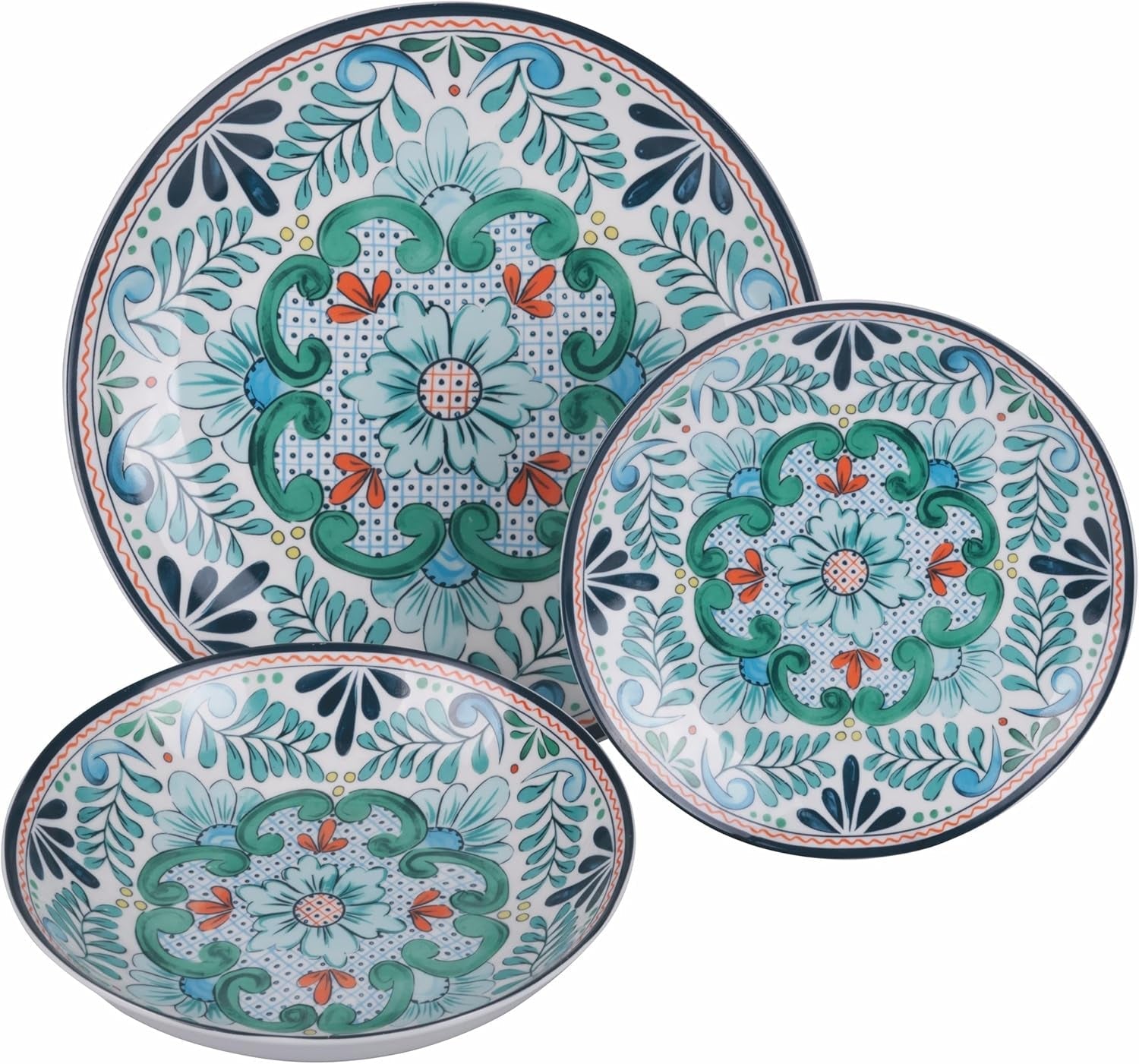 Porcelænsservice med 18 stykker, 6 forskellige sæt tallerkener, Andalusia