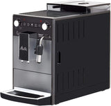 Melitta Avanza - Fuldautomatisk espressomaskine med mælkesystem, espressomaskine med kværn og ekstra stor vandtank (1,5 l) til f.eks. cappuccino eller espresso, mystisk titan