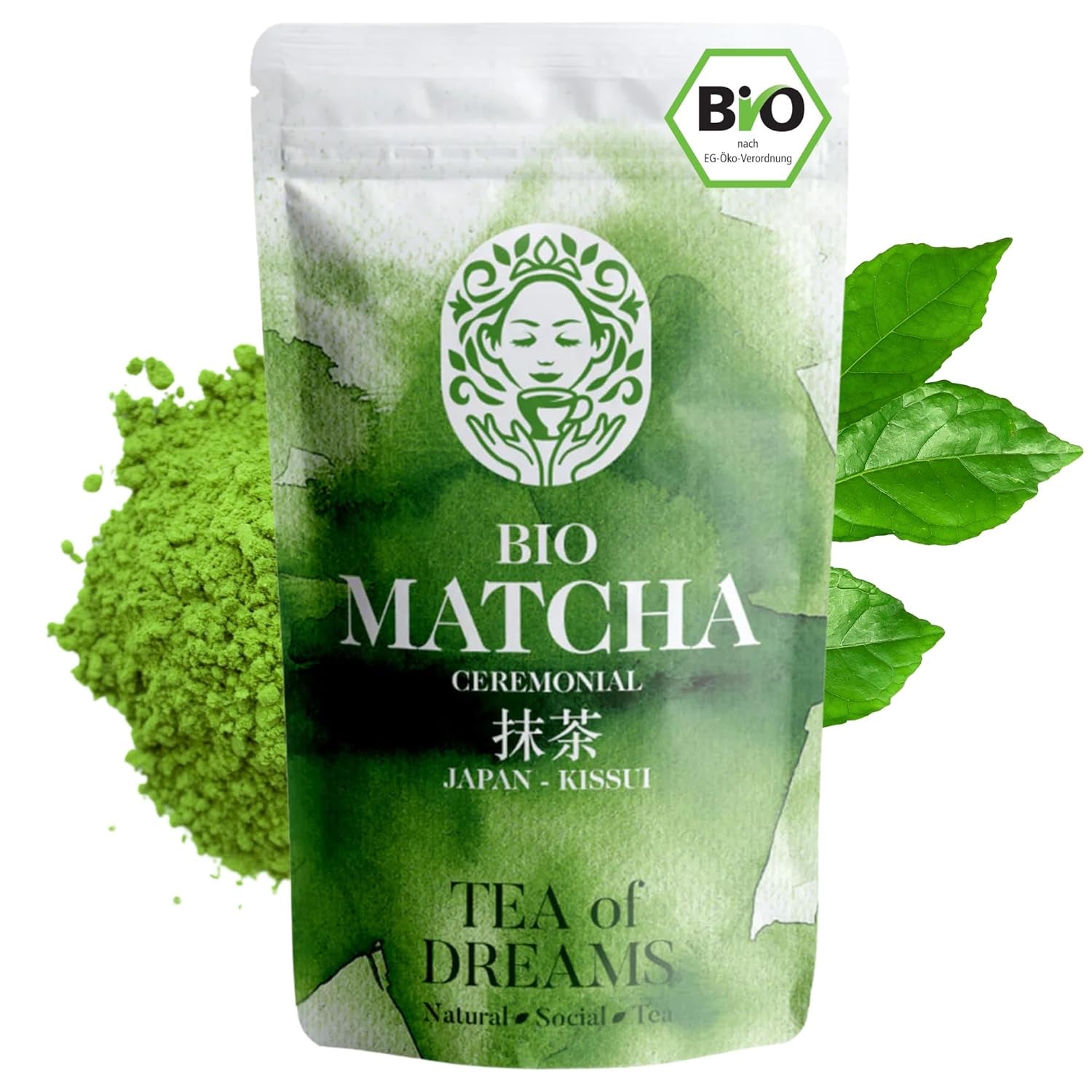Økologisk Matcha-pulver til te og Matcha Latte - Premium ceremoniel kvalitet fra Japan - Original Kissui grøn te - 30g