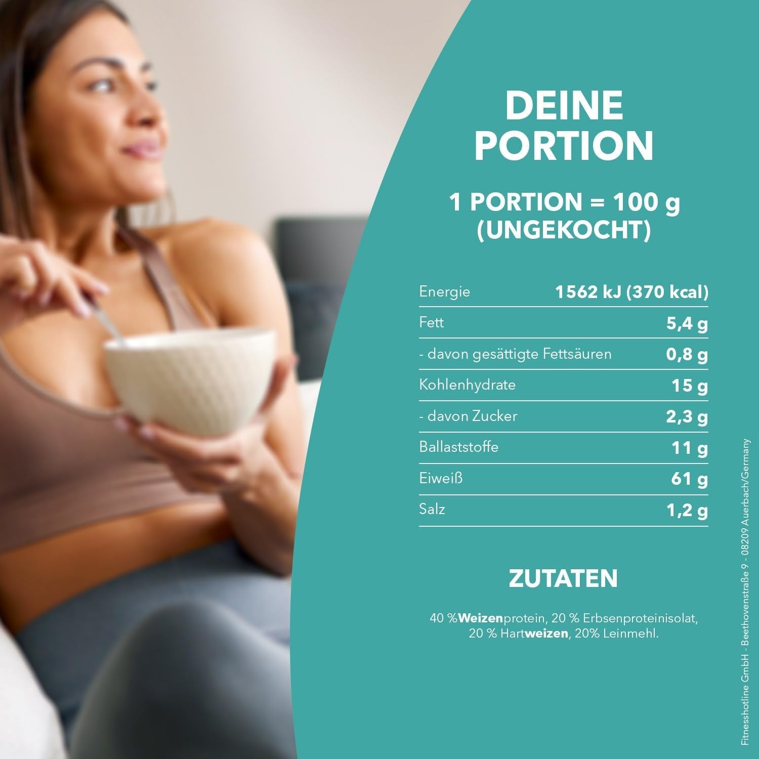 Best Body Nutrition Protein Pasta 6 x 200 g - Fit4Day High Protein Tagliatelle - 61% Protein, Low Carb, Vegan & Lactose Fri, Soja Fri - Højkvalitets Ærteprotein - Til Low Carb diæter