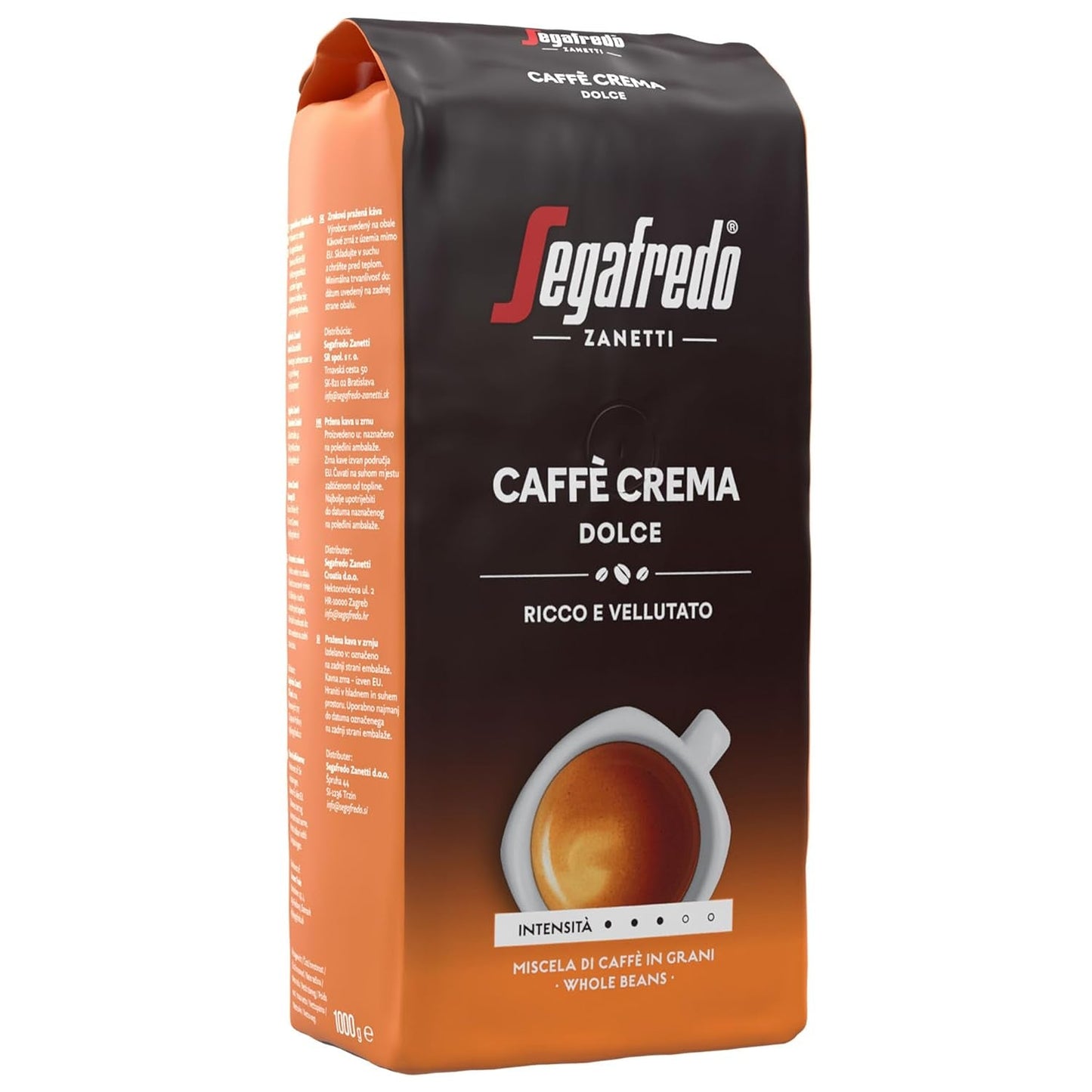 Segafredo Zanetti Caffè Crema Dolce - Hele bønner (1 kg pakke) - Velegnet til Caffè Crema - Lette til mellemristede kaffebønner med en mild og afbalanceret smag (2 pakke)