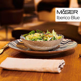 MÄSER 934017 Iberico Blue 4-personers middagssæt, 12 dele, maurisk stil, forskellige vintagedesigns i hvid og blå, keramik