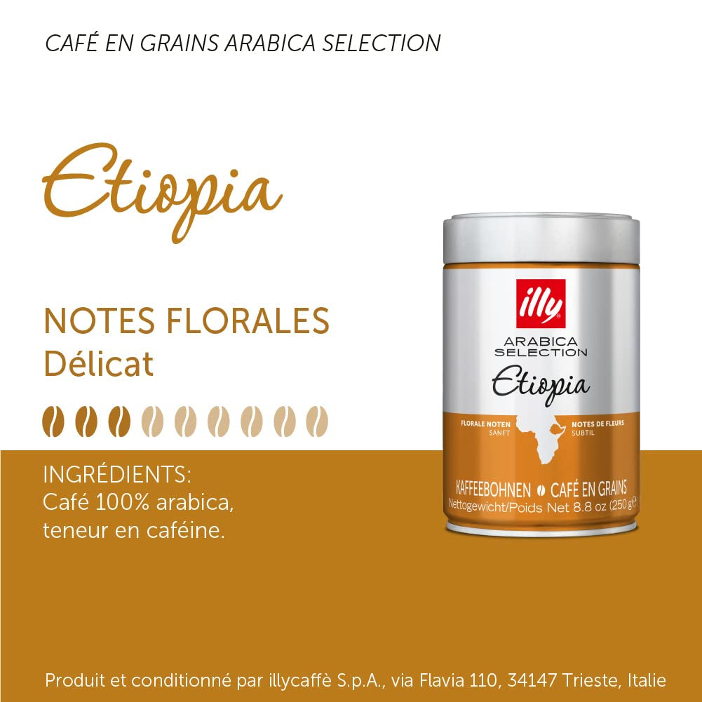 illy Kaffebønner Udvalg af Etiopien Luksus Arabica Kaffebønner 6 Pakke (6 x 250 g)