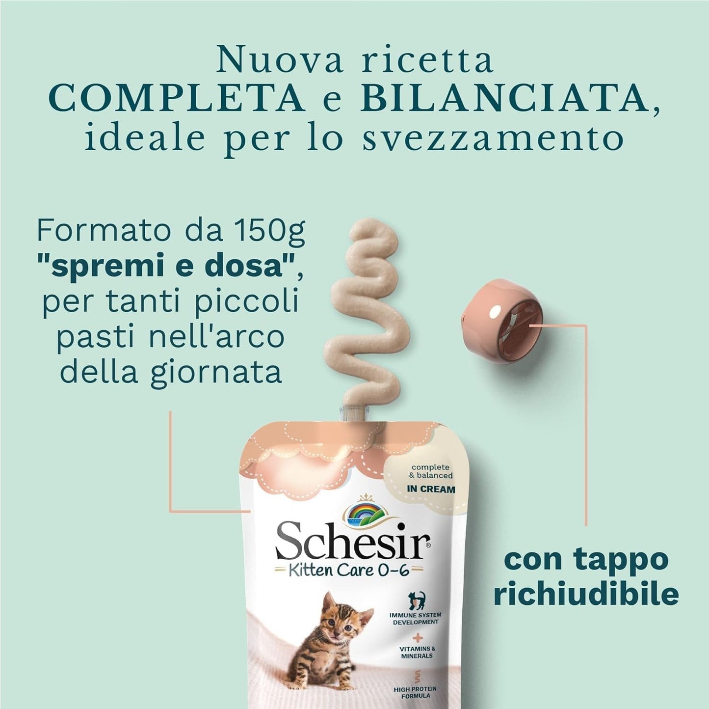 Vådfoder til små katte med fløde af kylling og kylling - Vådfoder til små katte - Vådfoder til katte med fløde af kylling, kornfri, høj i protein, vitaminer og mineraler (20 poser x 150 g)