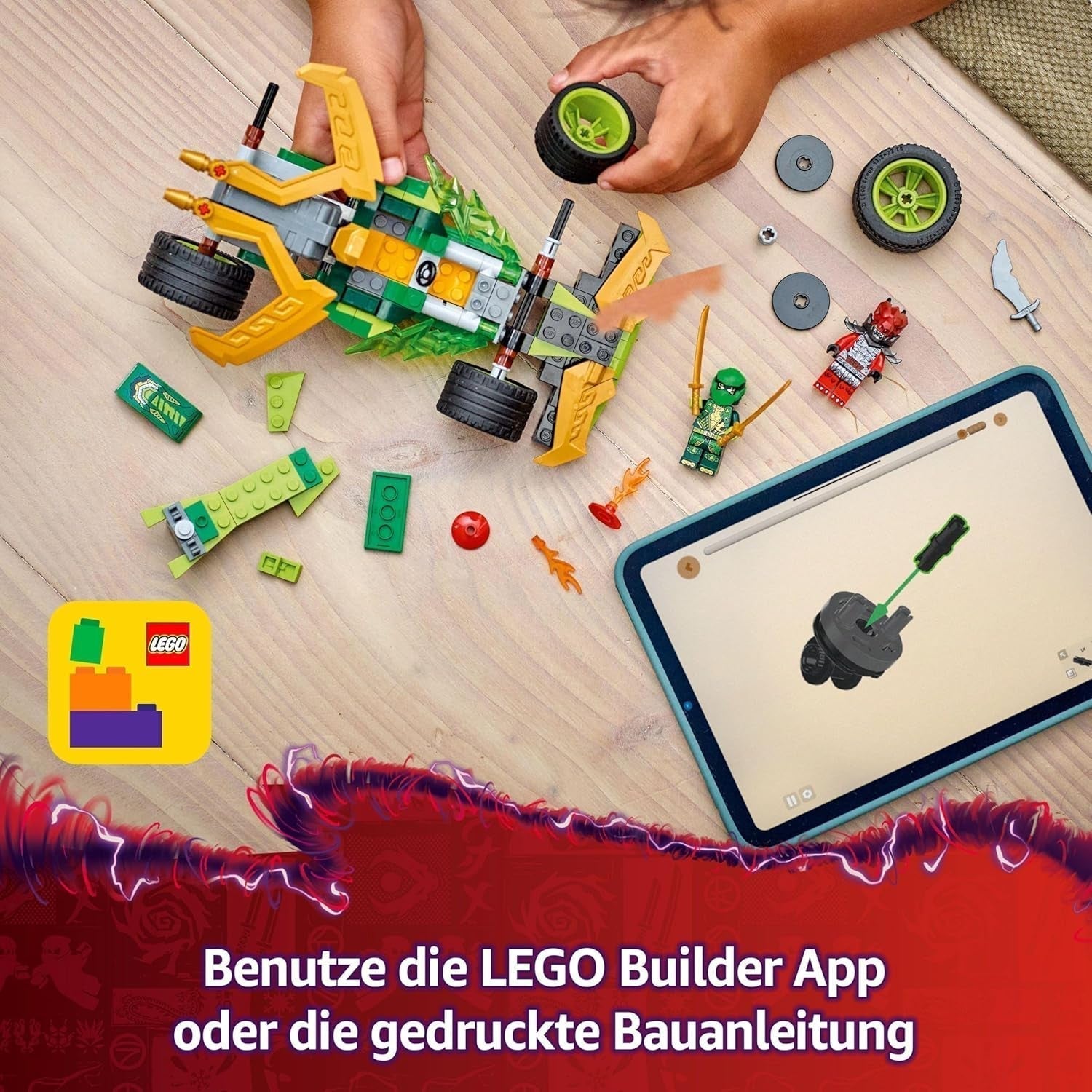 LEGO NINJAGO Lloyd's Action Speedster - Legetøjsbyggebil med 2 minifigurer til rollespil, bygge legetøjsbil til børn - gave til drenge og piger fra 7 år 71828 Byggesæt Besuche den LEGO-Store