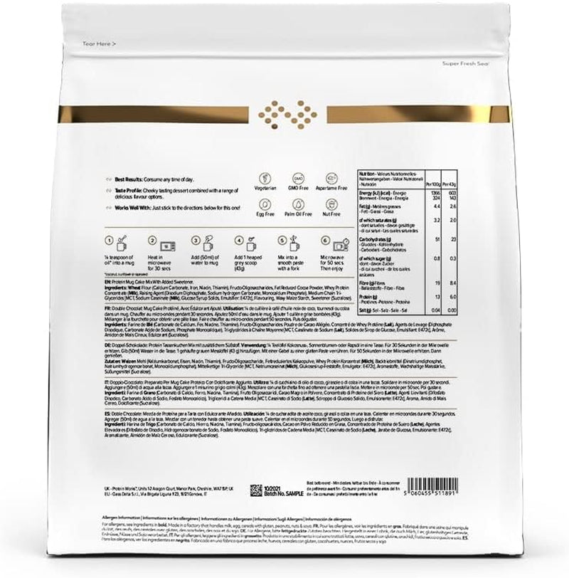 Protein Works Protein Tassenkuchen | Chokoladecreme | Dieser Köstliche Nachtisch Ist Sehr Protein- Und Ballaststoffreich| 500G Blanding til bagning og madlavning Naty Shop