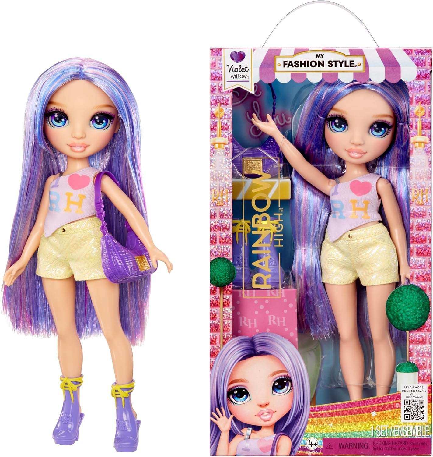 Rainbow High My Fashion Style Doll - Lilla - 28 cm Lilla modedukke med attraktivt outfit og stilfuld taske, til leg, posering, indsamling, til børn i alderen 4-12