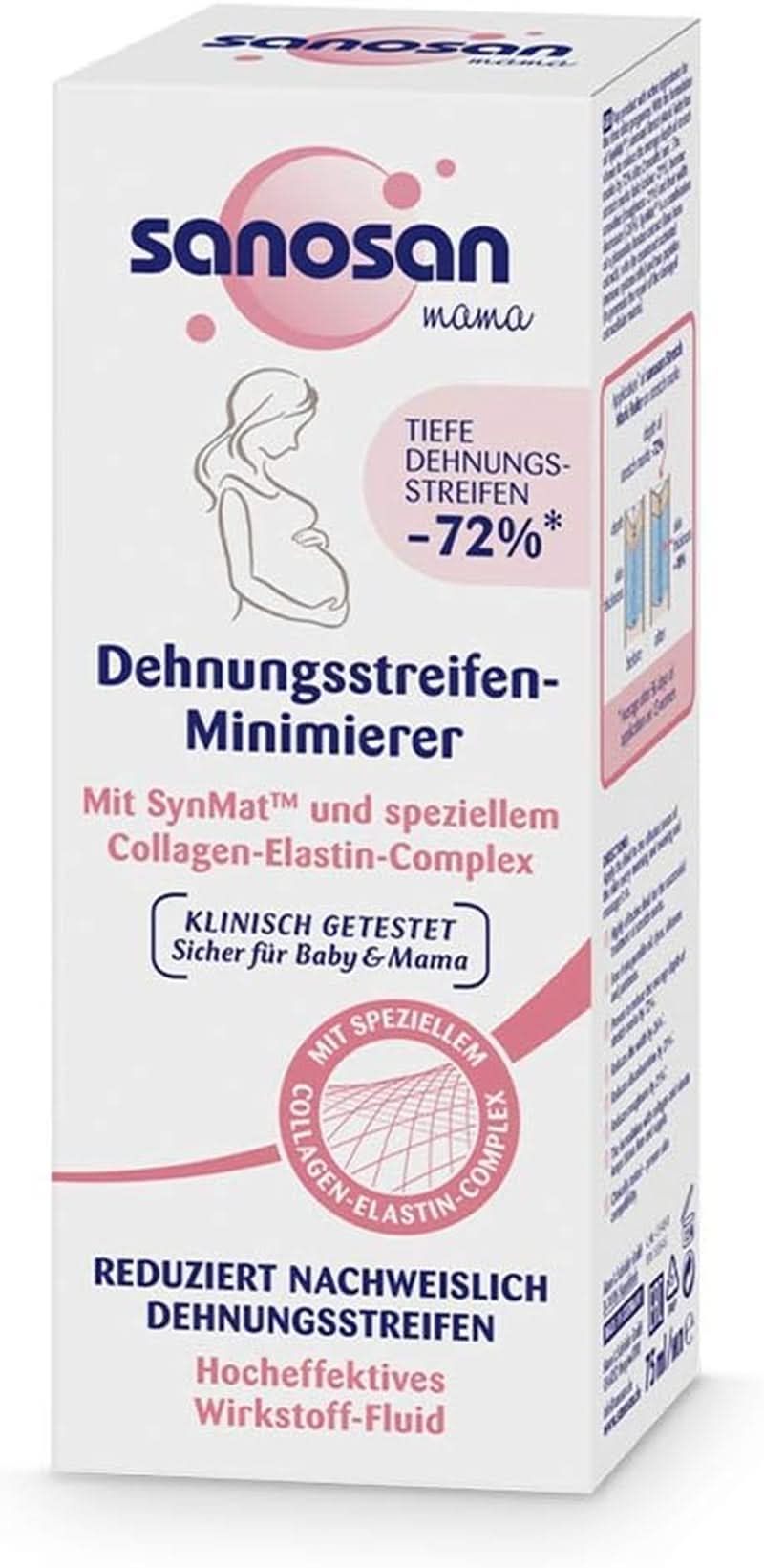 Sanosan Stretch Mark Minimiser, klinisk testet - bevist at reducere strækmærker efter graviditet, uden paraffinolie, farvestoffer, silikoner, 75 ml Kosmetik og skønhed Naty Shop 1 stk.