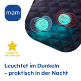 MAM Original Day & Night Matt sutter | 6-16 måneder | Suttesæt | Accept 94% | Hjælper med at forhindre uønsket tandjustering | Udviklet sammen med tandlæger Silicone SkinSoft | Fugle/ugle mønster | Pakke med 4