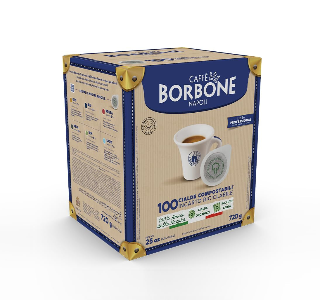 Caffè Borbone Kompostierbare Kaffeepads, Guld-Kaffeemischung - 100 Pads - Kompatibel med ESE System Papier Pads 44 mm