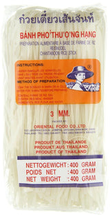 Risnudler - Thai, 3 mm brede risbåndsnudler, lavet af rismel - 17 x 400 g