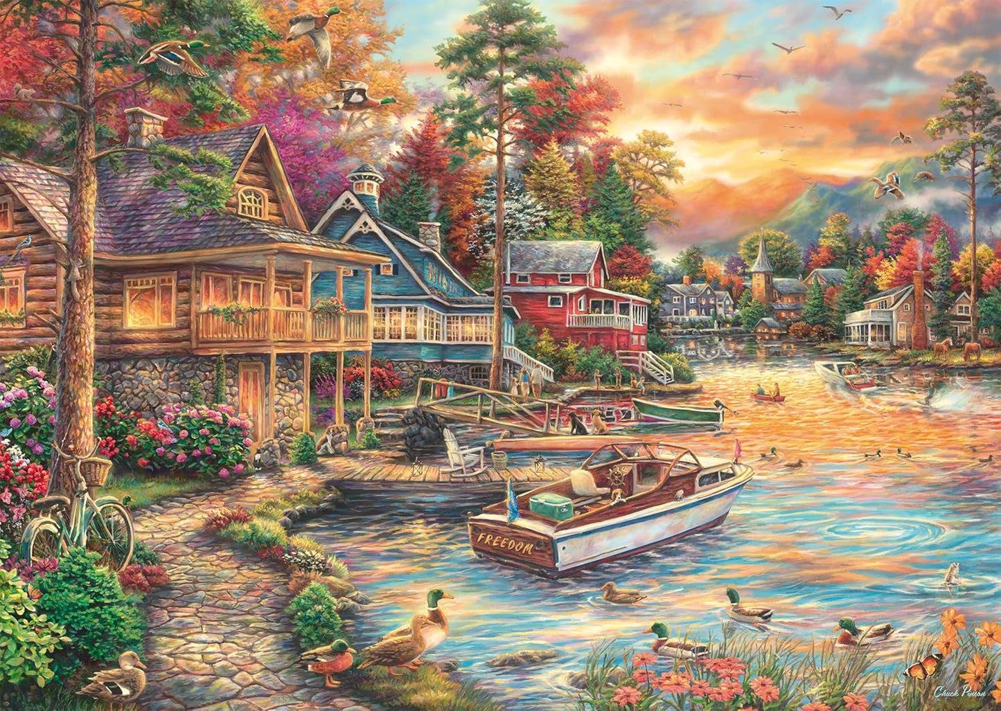 Schmidt Spiele 58553 Chuck Pinson, Shore in the Evening Gold, puslespil 1000 brikker Puslespil Naty Shop