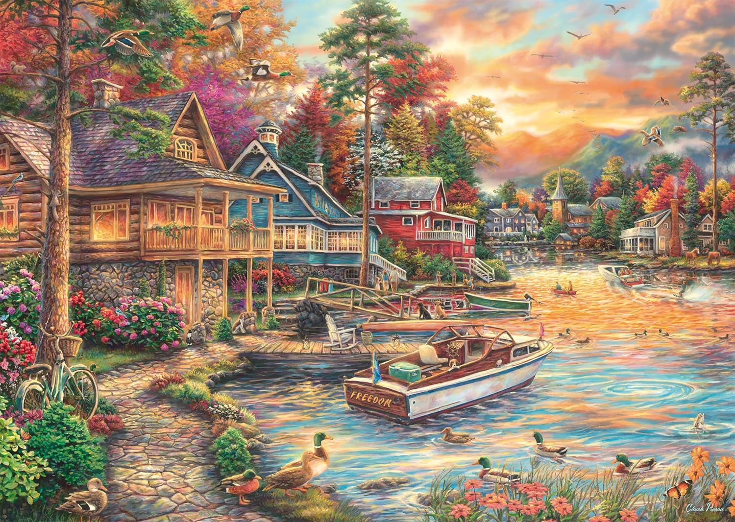 Schmidt Spiele 58553 Chuck Pinson, Shore in the Evening Gold, puslespil 1000 brikker Puslespil Naty Shop