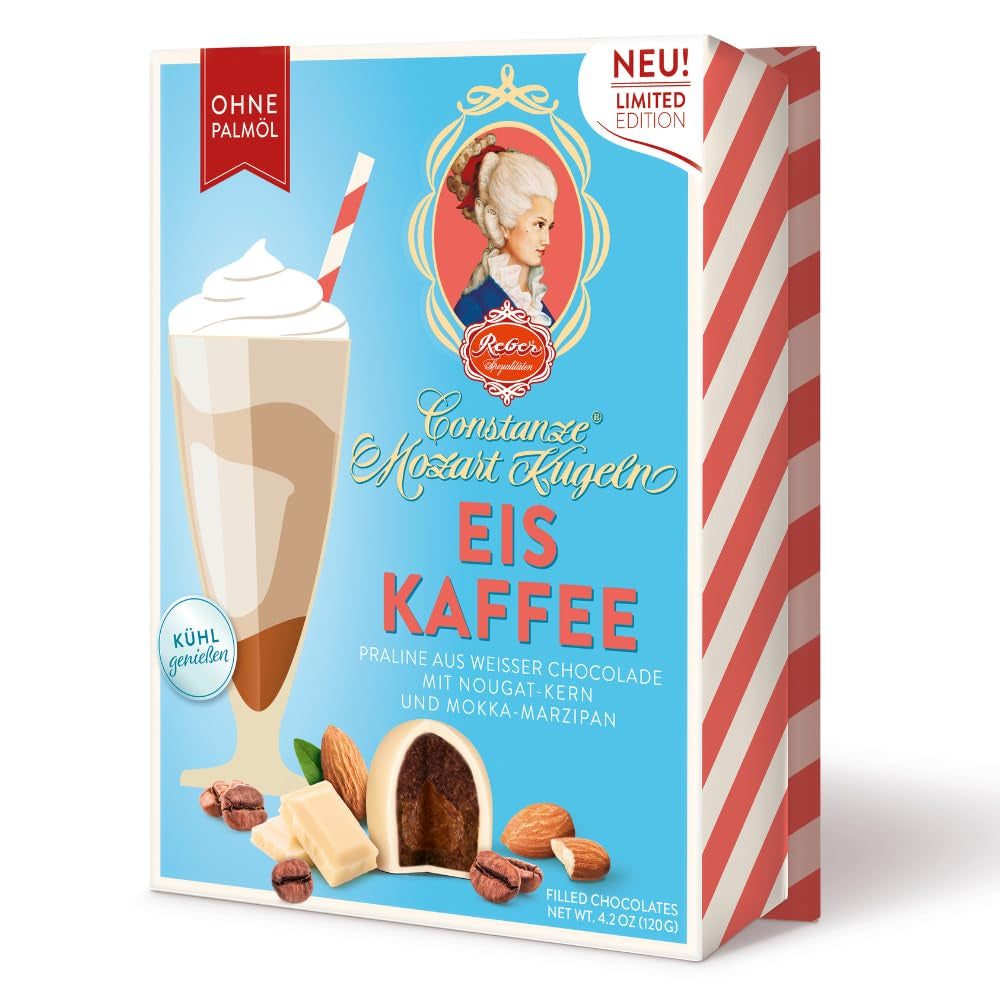Reber Mozart kugler med mørk chokolade, pakke med 6 med marcipan og nougat, vegansk - 1 x 120 g
