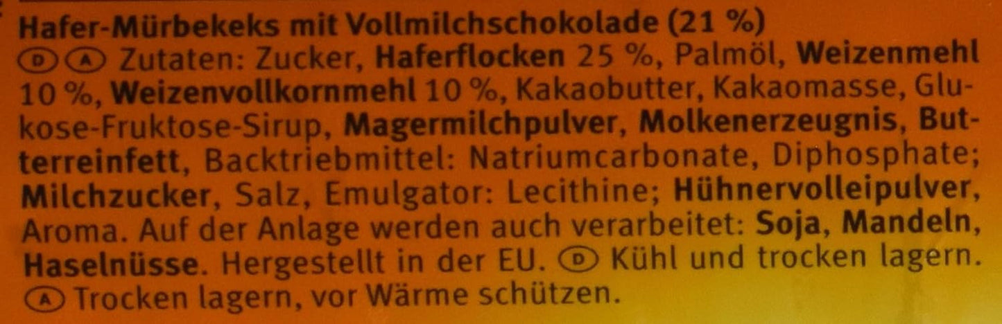 Brandt Hobbits Chokolade - Pakke med 18 - Opbevaringsæske - Fuldkornsfiberrig havregryn Halv fine chokoladekiks (18 x 265 g)