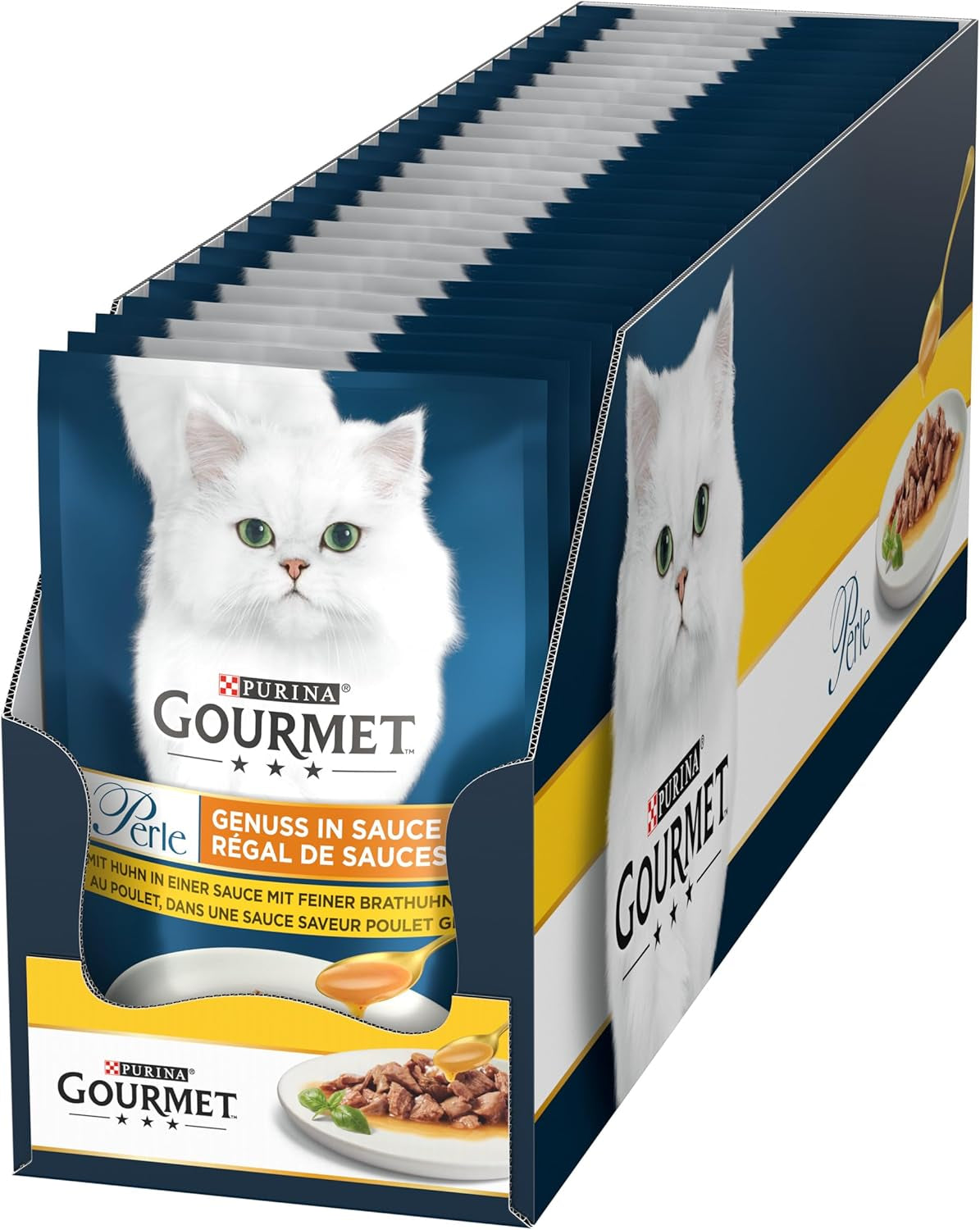 Gourmet Perle Delight våd kattefoder i sauce med kylling, pakke med 26 stk (26 x 85 g)