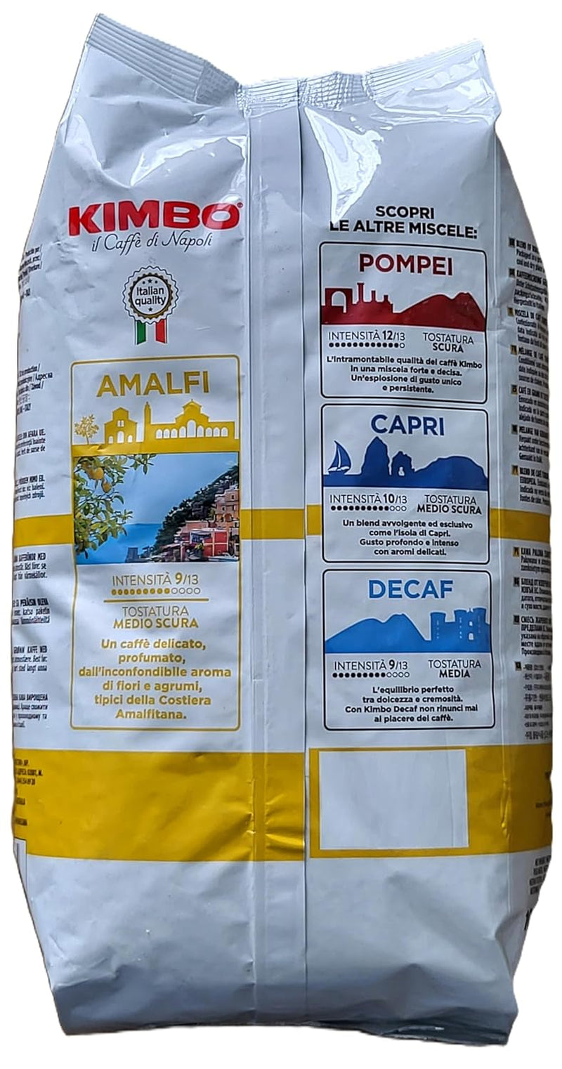 Hele Amalfi kaffebønner (100% Arabica), mellemristet, 1 kg pose