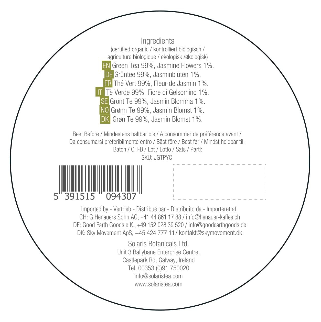 Økologisk jasmin grøn te 15 silke teposer 1 pakke (1 x 30 g)